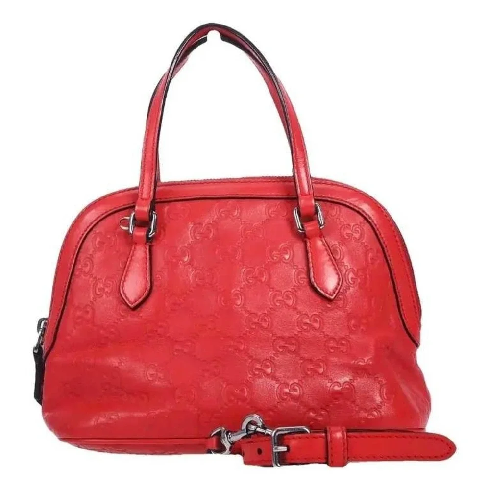 Gucci Guccissima Red Leather Dome Satchel Crossbody‎ Bag 341504 493075